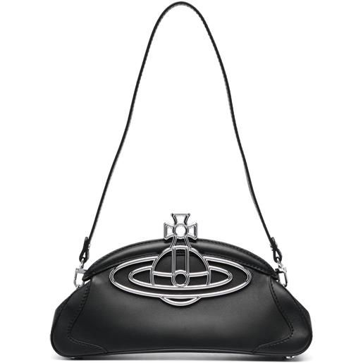 Vivienne Westwood clutch amber con placca orb - nero