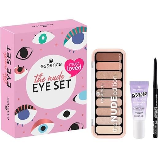 Essence occhi ombretto set regalo primer per ombretto 5 ml + palette di ombretti 10 g + matita eyeliner 01 black waterproof 1 0,28 g. 