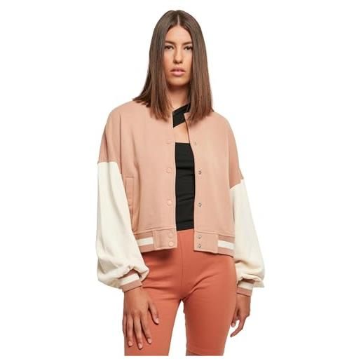 Urban Classics ladies oversized 2 tone college terry jacket, giacca donna, amber/whitesand, 