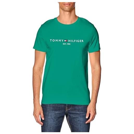 Tommy Hilfiger t-shirt maniche corte uomo slim fit, verde (olympic green), xl