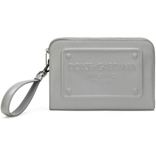 Dolce & Gabbana pouch con logo goffrato - grigio