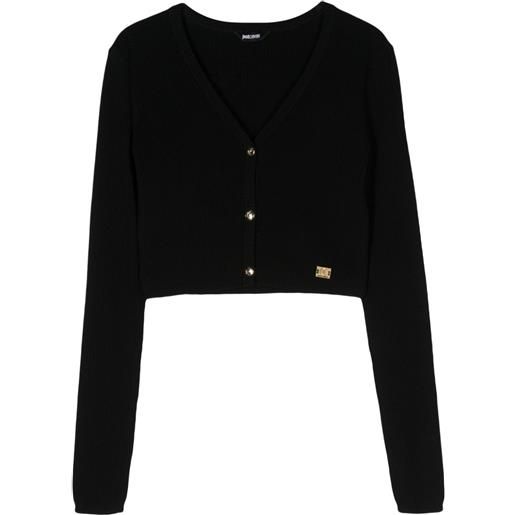 Just Cavalli cardigan crop con placca logo - nero