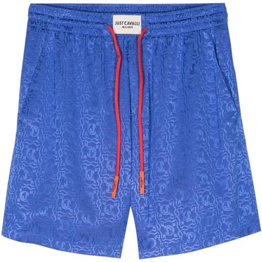 Just Cavalli shorts sportivi con logo jacquard - blu