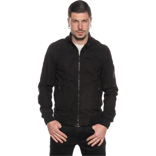 Leather Trend bomber napoli - bomber uomo nero in vera pelle scamosciata