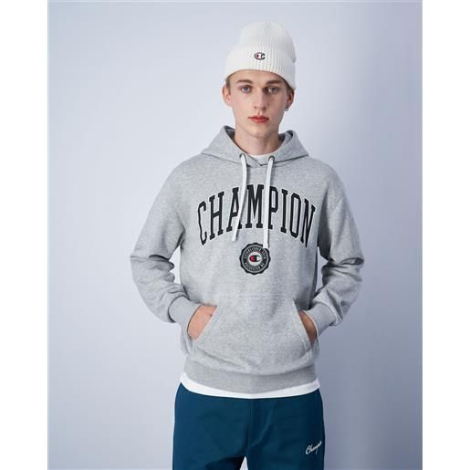 Champion felpa con cappuccio big logo grigio uomo