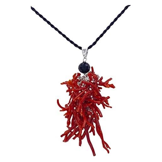 Sicilia bedda - collana ciondolo in corallo rosso del mediterraneo - argento - gioiello realizzato a mano
