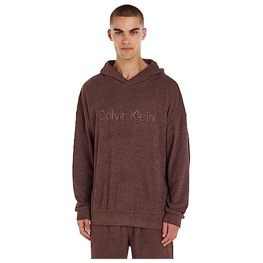 Calvin Klein l/s hoodie 000nm2454e felpe pesanti, marrone (deep mahogany), s uomo
