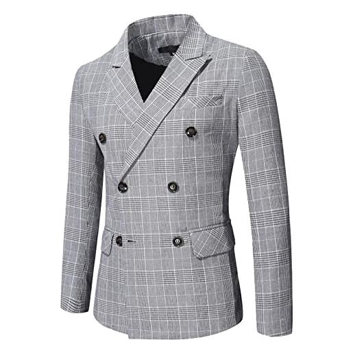 Generico blazer per uomo giacca da abito slim fit monopetto leggero 1 botton elegante vestito giacche giacca doppiopetto uomo giacche invernali uomo bianco/nero/grigio/blu ecc. 