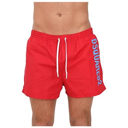 DSQUARED2 beachwear uomo rosso shorts mare con stampa logo lettering 52