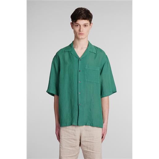 120% camicia in lino verde