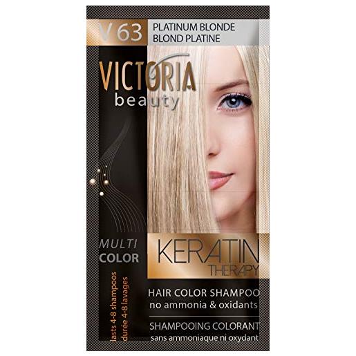 Victoria Beauty set di 6 shampoo coloranti - trattamento alla cheratina, senza ammoniaca, biondo platino