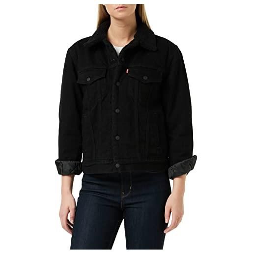 Levi's ex-bf sherpa trucker, giacca in jeans donna, nero (forever black 0015), xx-small
