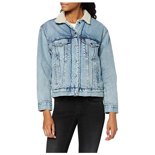 Levi's ex-bf sherpa trucker, giacca in jeans donna, nero (forever black 0015), xx-small