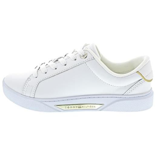 Tommy Hilfiger chic hw court sneaker fw0fw07813, suola cupsole donna, bianco (white), 40 eu