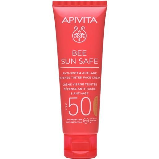 Apivita bee sun safe spf50 crema viso colorata anti-macchia & anti-age 50 ml