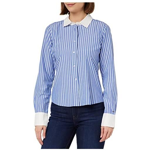 Tommy Hilfiger blusa donna prep stripe elegante, blu (prep shirt stripe/blue white), 40