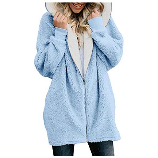 Xmiral cardigan donna invernale taglie forti lungo maglione maglia sweater cappotto anteriore aperto con tasca maglioni autunno inverno felpe lunghe giacca (3xl, blu acqua)