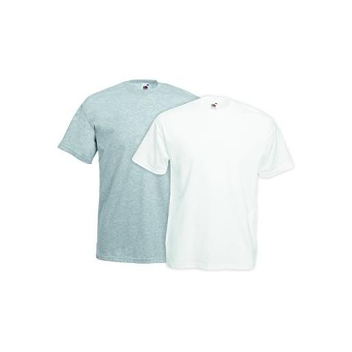 Fruit of the Loom valueweight t t-shirt, multicolore (bianco/grigio), medium (taglia produttore: m) (pacco da 2) uomo