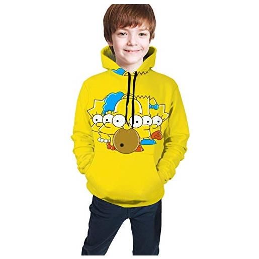 Kalinanai family bart simpsons hoodie pullover sweatshirt 3d novelty anime for teen boys girl kids 7-20 years yellow