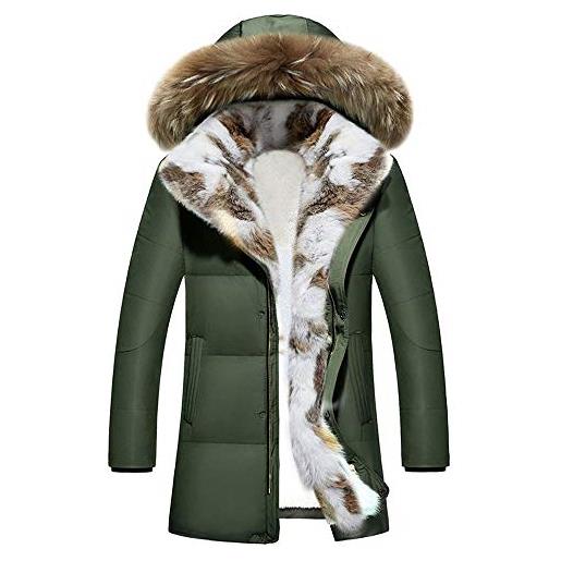 FM2018XSL uomo inverno duck down spessore caldo con cappuccio di lusso cappotto della pelliccia giacca parka amanti giù giacca, us xs, bianco