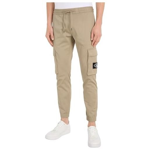 Calvin Klein Jeans skinny washed cargo pant j30j324696 pantaloni in tessuto, beige (plaza taupe), l uomo
