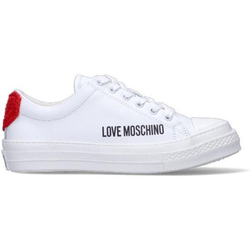 LOVE MOSCHINO sneaker donna bianca/rossa in pelle