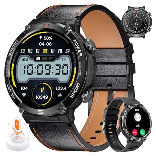 LIGE smartwatch uomo, 1.52 orologio smartwatch chiamate e assistente vocale, 2 cinturini, bussola, spo2, 122 modalità sportive ip67 smart watch per android ios