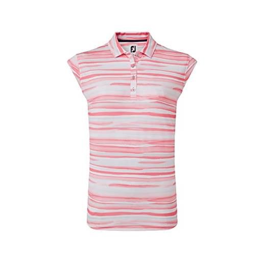Footjoy stampa a maniche corte maglietta da golf, bianco/rosa, l donna