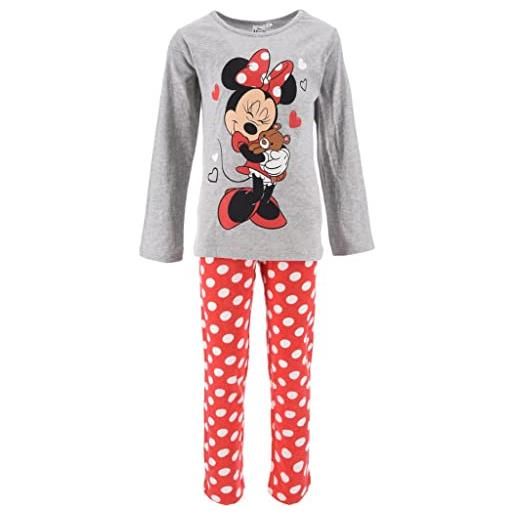Disney minnie mouse pigiama per ragazza, pigiama in morbido cotone, maglietta e pantaloni lunghi per bambina, design minnie mouse, taglia 8 anni - grigio