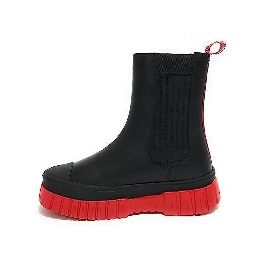 Moschino scarpe donna love stivale con plateau in pelle nero/rosso d24mo02 ja15535g1hia000a 40