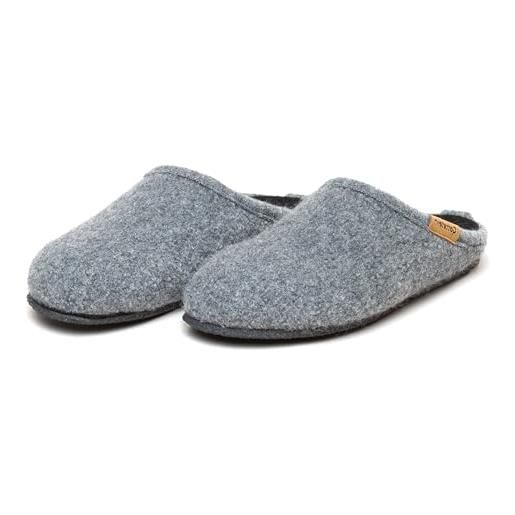 Gottstein pantofole in feltro alp-comfort-fe, da donna e da uomo, in pura lana vergine con soletta in sughero, grigio. , 42 eu