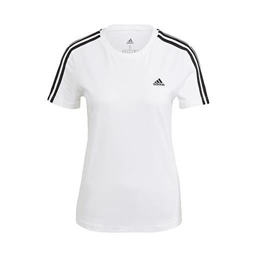 adidas essentials slim 3-stripes, t-shirt, donna, white/black, m