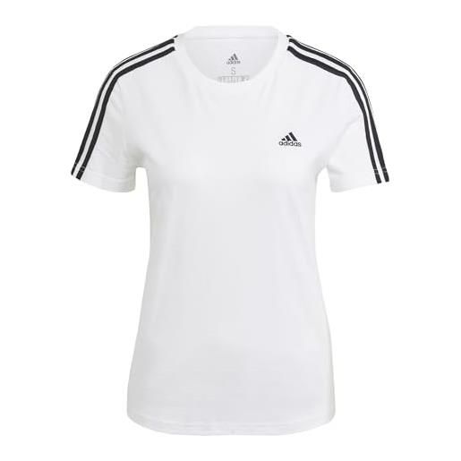 adidas essentials slim 3-stripes, t-shirt, donna, black/white, xs petite