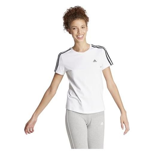 adidas essentials slim 3-stripes, t-shirt, donna, medium grey heather/white, 2xl extra long