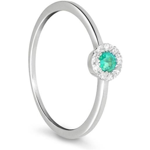 ORO&CO anello in oro con diamanti ct. 0,045 e smeraldo ct. 0,12
