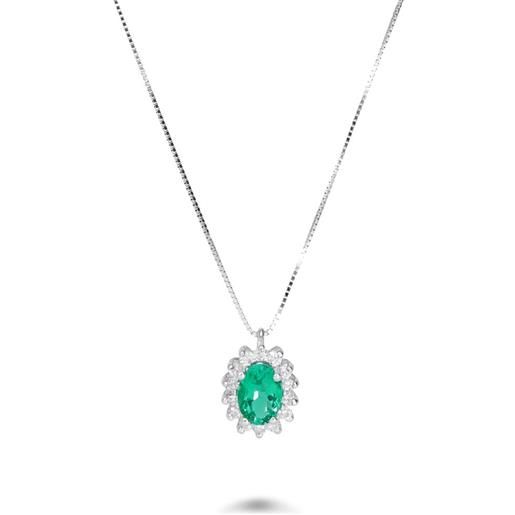ORO&CO collana in oro con smeraldo ct. 0,45 e diamanti