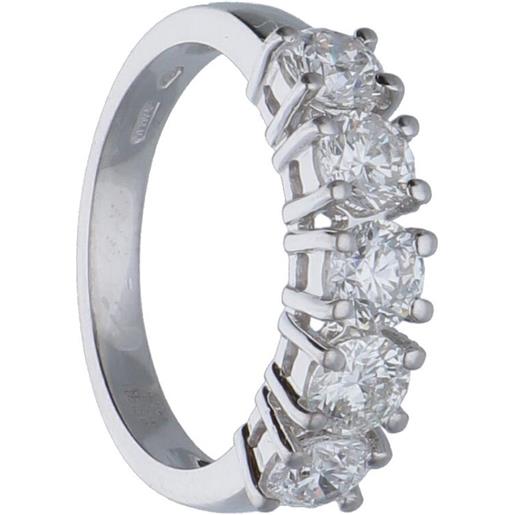 ALFIERI & ST. JOHN anello veretta 5 pietre alfieri & st. John in oro bianco con diamanti ct. 1,55, colore g, purezza si1. Misura 13