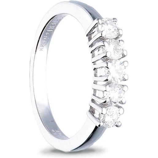 ALFIERI & ST. JOHN anello veretta 5 pietre alfieri & st. John in oro bianco con diamanti ct. 0,65, colore g, purezza si1. Misura 14