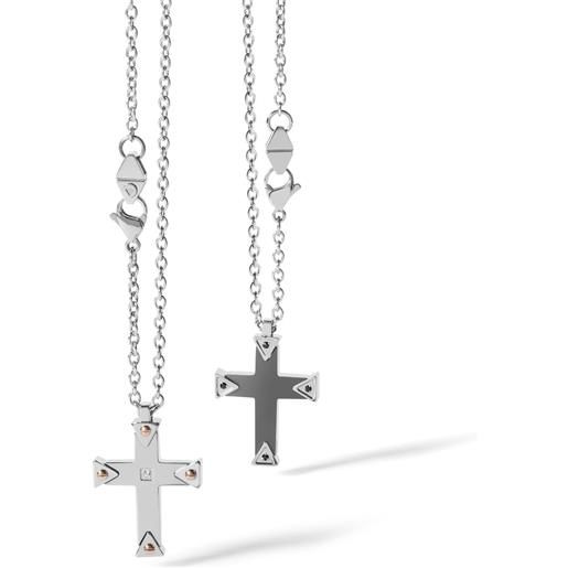 ALFIERI & ST. JOHN collana in acciaio e zirconi con croce