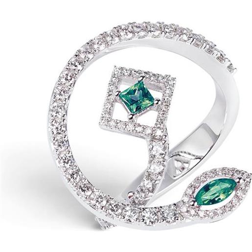 ALFIERI & ST. JOHN anello in oro con smeraldi e diamanti ct. 0,78