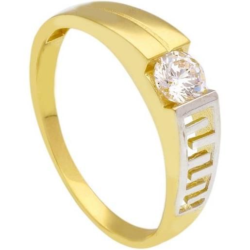 ORO&CO anello chevalier in oro con zircone
