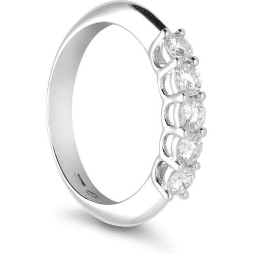 ALFIERI & ST. JOHN anello veretta 5 pietre alfieri&st john in oro bianco con diamanti ct 0,52 colore g purezza si1 misura 13