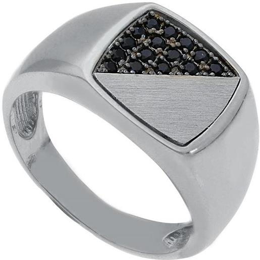 ORO&CO anello chevalier in oro con spinello nero