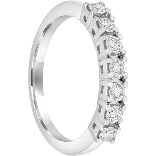 ALFIERI & ST. JOHN anello veretta 7 pietre alfieri & st. John in oro bianco con diamanti ct. 0,35 colore g purezza si1. Misura 15