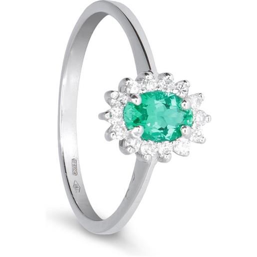 ORO&CO anello in oro con smeraldo 0,45 e diamanti