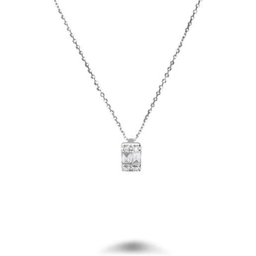 ALFIERI & ST. JOHN collana alfieri&st john in oro bianco con diamanti baguette ct 0,06 e diamanti round ct 0,02. Lunghezza 42 cm