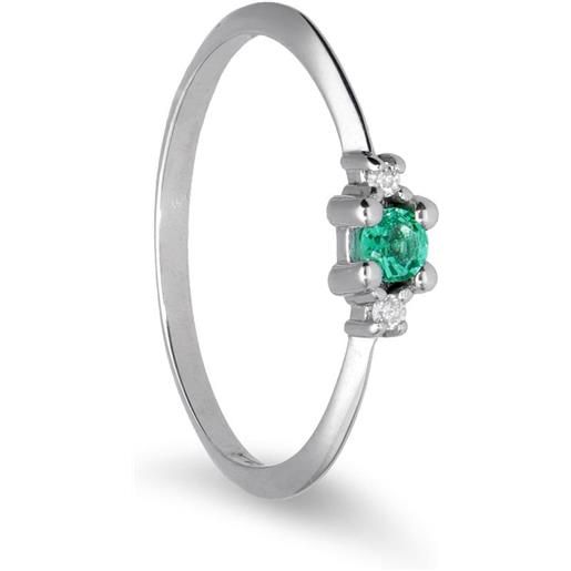 ORO&CO anello in oro con smeraldo ct 0,12 con diamanti laterali 0,02