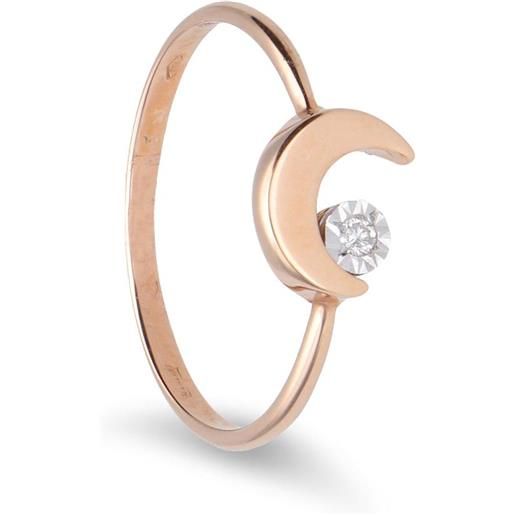 ORO&CO anello in oro con luna con diamantino ct 0,01