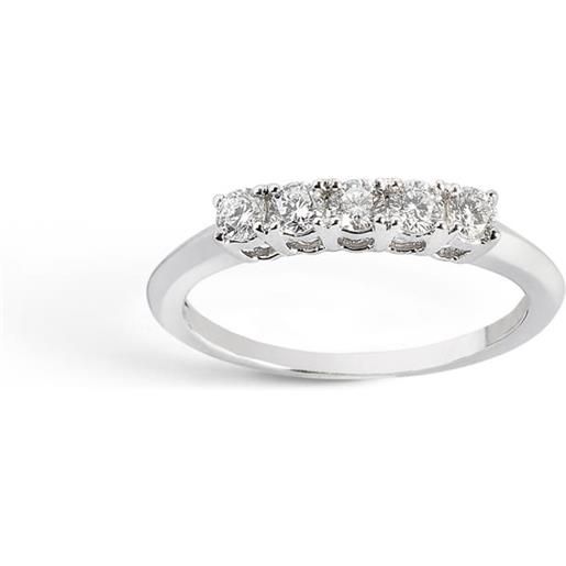 ALFIERI & ST. JOHN anello veretta 5 pietre alfieri & st john in oro bianco con diamanti ct. 0,40 colore g purezza si. Misura 14
