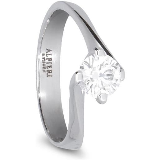 ALFIERI & ST. JOHN anello alfieri & st john solitario valentino in oro bianco con diamanti ct 0,76 colore g purezza si1. Misura 15,5. 